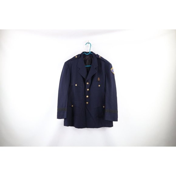 Vintage 60s Mens 42R Distressed Perth Amboy Police Uniform Jacket Coat Wool USA